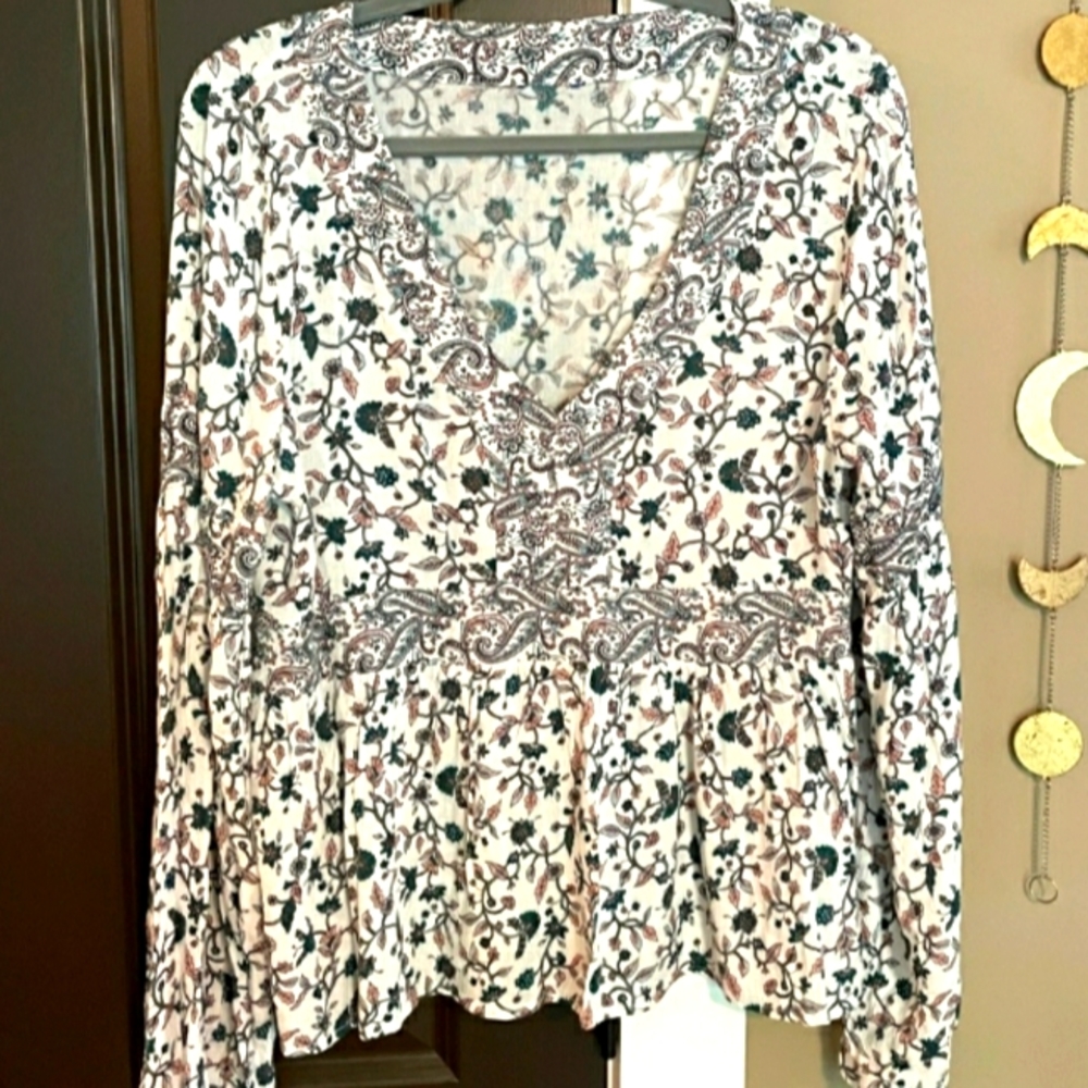 Pink Lilly boho long sleeve shirt L